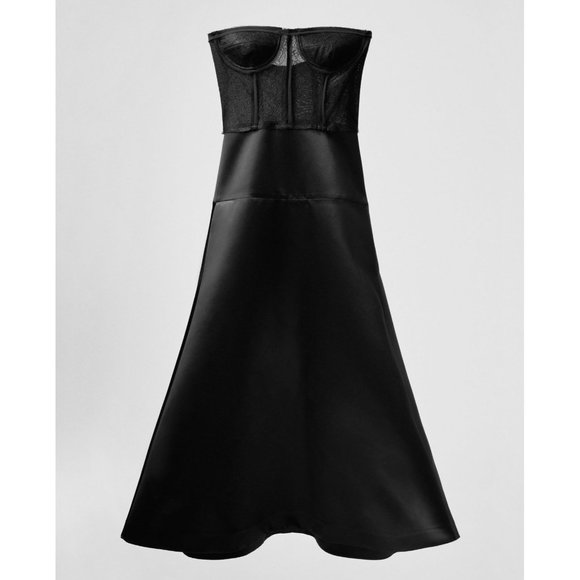 Zara Dresses & Skirts - Zara Limited Edition Black Bustier Strapless Midi Dress